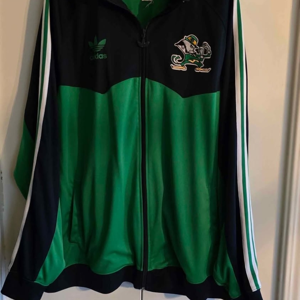 Adidas Blue and Green Zip-Up Jacket